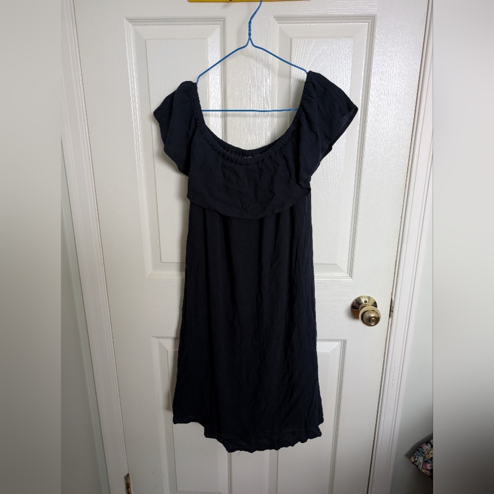 Ichi Off Shoulder Dark Navy Dress